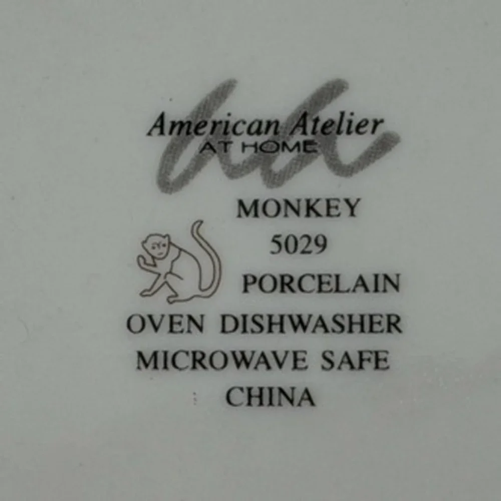American‎ Atelier at Home Monkey 5029 Porcelain Plate Basket Weave Rim 8 in